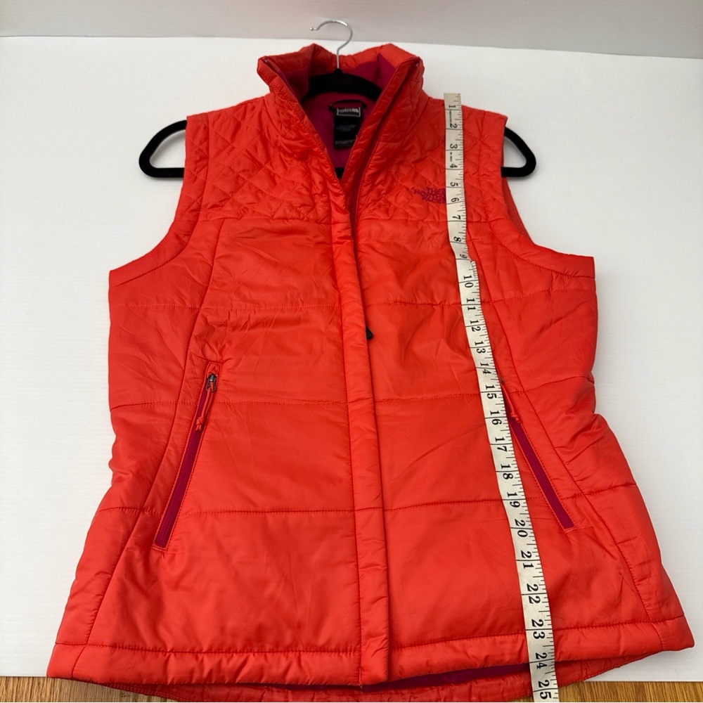 North Face Puffer Vest Womens Medium Orange Neon Pink Lightweight - Picture 6 of 7